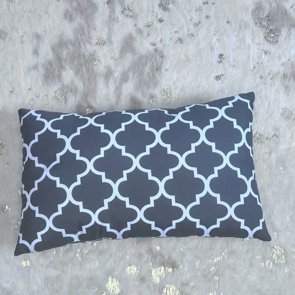 Max Studio Gray Throw Pillow with Zip Off Cover 18 x 10 x 3